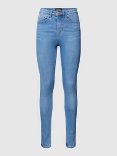 Spodnie damskie - Jeansy o kroju skinny fit ze szwami w kontrastowym kolorze - grafika 1