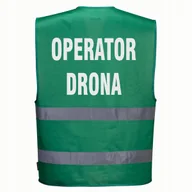 Odzież robocza - Kamizelka odblaskowa F474 PORTWEST S/M-zielona nadruk OPERATOR DRONA - miniaturka - grafika 1