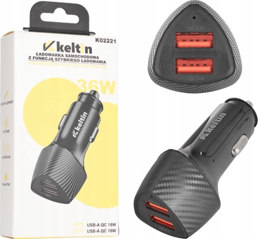 Ładowarka KELTIN Ładowarka samochodowa z funkcją szybkiego ładowania QC3.0 36W 7,2A 100