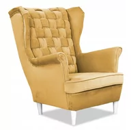 Fotele - Fotel Uszak zgaszony żółty KOMFORTOWY nowoczesny - miniaturka - grafika 1