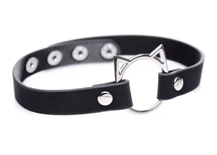 Biżuteria erotyczna - Master Series Kinky Kitty Ring Slim Choker Black - grafika 1