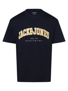 Jack & Jones Koszulka męska - JJECaleb Mężczyźni Bawełna niebieski nadruk, S - Koszulki męskie - miniaturka - grafika 1