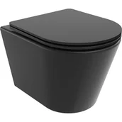 Miski WC - Mexen Rico miska wc Rimless Tornado z deską wolnoopadającą slim, duroplast, czarna mat - 30721085T - miniaturka - grafika 1