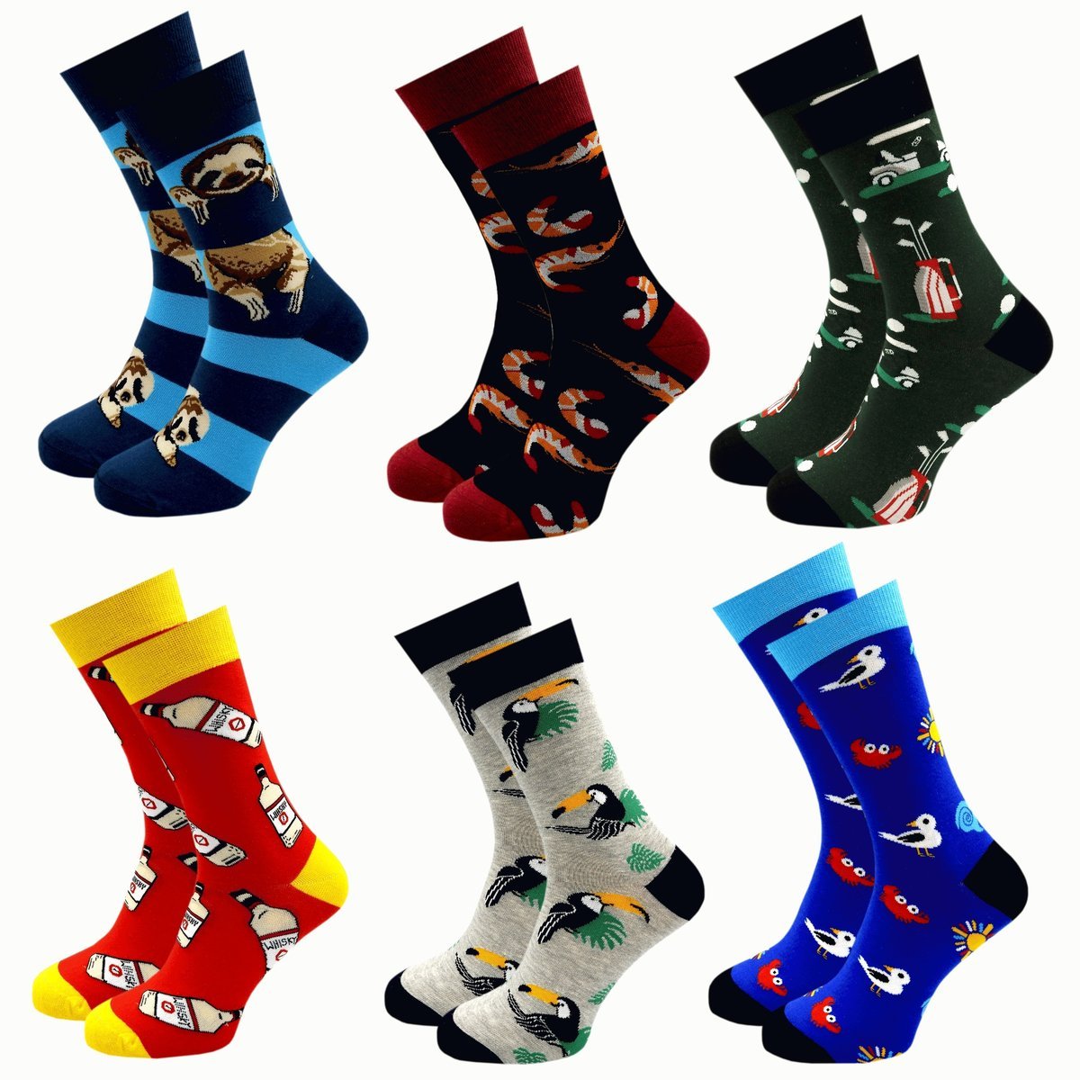 Kolorowe Skarpety Męskie 6 Par Długie Bawełniane Skarpetki Śmieszne 40/43