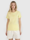 Koszulki i topy damskie - 4F T-shirt regular z nadrukiem damski - żółty S - miniaturka - grafika 1