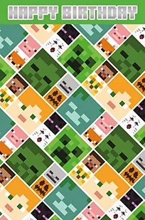 Kartka urodzinowa Minecraft, kartka urodzinowa, kartka Minecraft, kartka urodzinowa z okazji Minecraft - Kartki okolicznościowe i zaproszenia - miniaturka - grafika 1