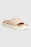 Klapki i japonki damskie - Tommy Hilfiger klapki PLATFORM POOL SLIDE damskie kolor różowy na platformie FW0FW08218 - miniaturka - grafika 1