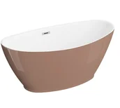 Wanny - Polimat Wanna wolnostojąca Mango 150x75 cm owalna mokka syfon i przelew chrom 00635 - miniaturka - grafika 1