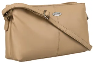 Mała torebka na ramię listonoszka crossbody na suwak skóra naturalna Rovicky, beżowy - Torebki damskie - miniaturka - grafika 1