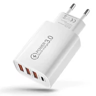 Ładowarki do telefonów - Ładowarka Sieciowa 48W 3Xusb + Usb Typ-C Pd 3.5A Quick Charge 3.0 Biała - miniaturka - grafika 1