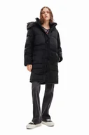 Płaszcze damskie - Desigual płaszcz 23WWEW98 WOMAN WOVEN PADDED LONG OVERCOA damski kolor czarny zimowa - miniaturka - grafika 1