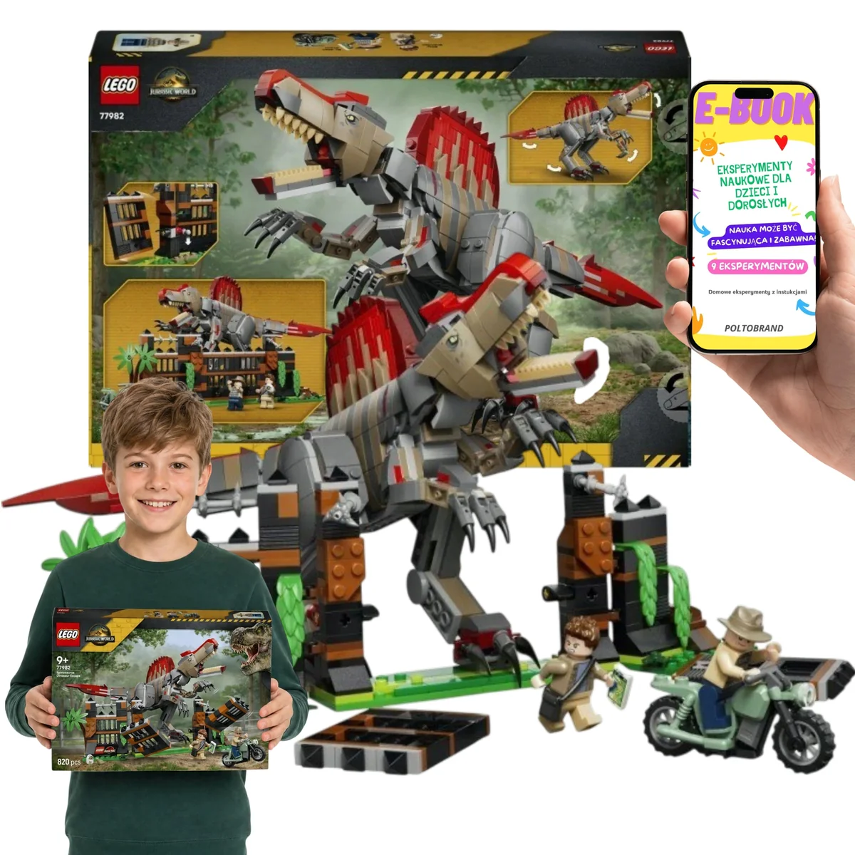 LEGO JURASSIC WORLD Ucieczka spinozaura dla dziecka 9 10 11 lat 77982 LEGO PREZENT DLA SYNA CÓRKI WNUKA WNUCZKI