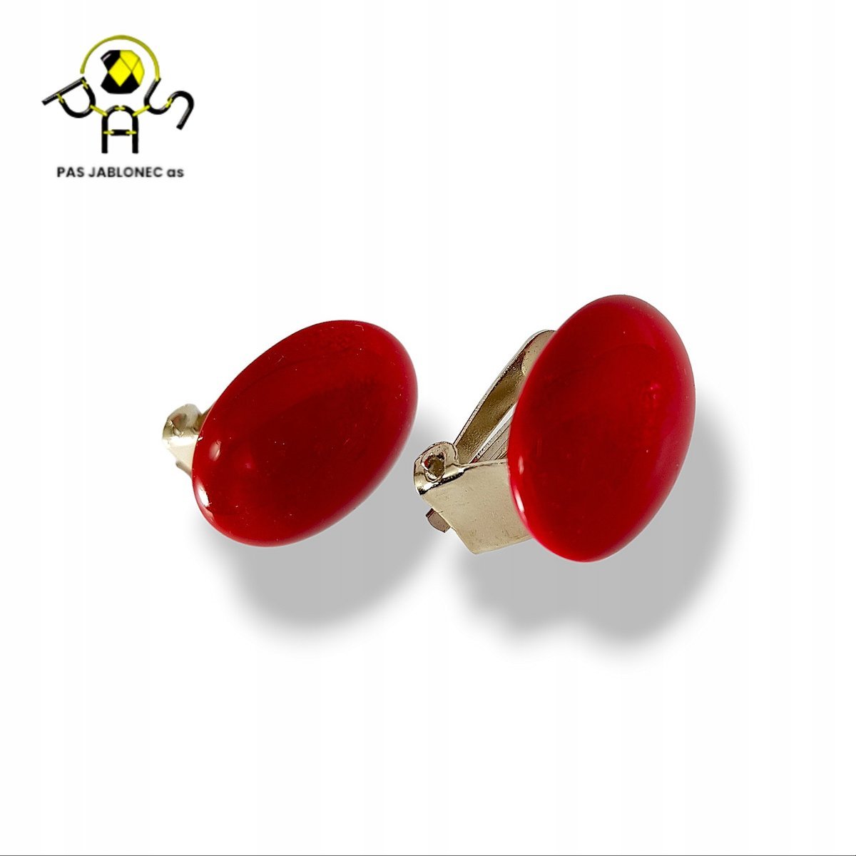 Perły Klipsy Perłowe Owalne Czerwone