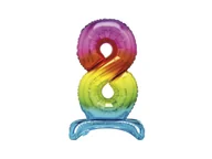 Balony i akcesoria - Balon foliowy stojący cyfra 8 tęczowy - 76 cm - 1szt. - miniaturka - grafika 1