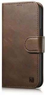 iCarer Oil Wax Wallet Case 2in1 etui iPhone 14 Plus skórzany pokrowiec z klapką Anti-RFID brązowy (WMI14220723-BN) - Etui i futerały do telefonów - miniaturka - grafika 1