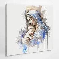 Ikony i obrazy sakralne - Maryja Dziewica z Jezusem - obraz polycanvas, 50x50 - miniaturka - grafika 1
