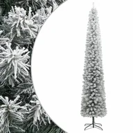 Choinki - vidaXL Smukła choinka na stojaku, pokryta śniegiem, 270 cm, PVC - miniaturka - grafika 1