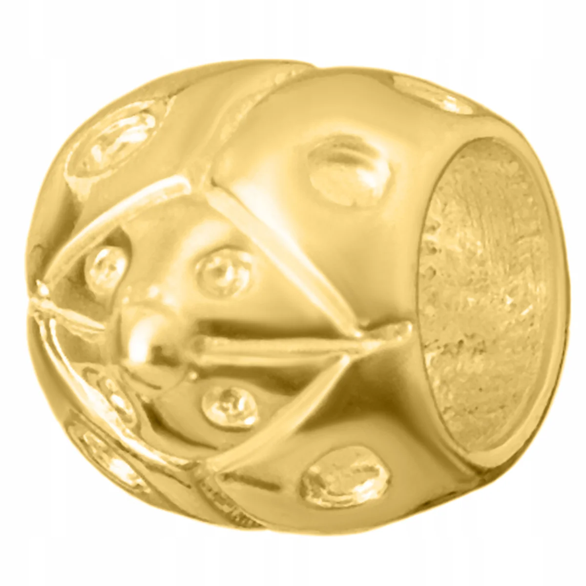 Złoty CHARMS Robaczek Biedronka POZŁACANY 585 Okrągły Koralik SREBRO 925