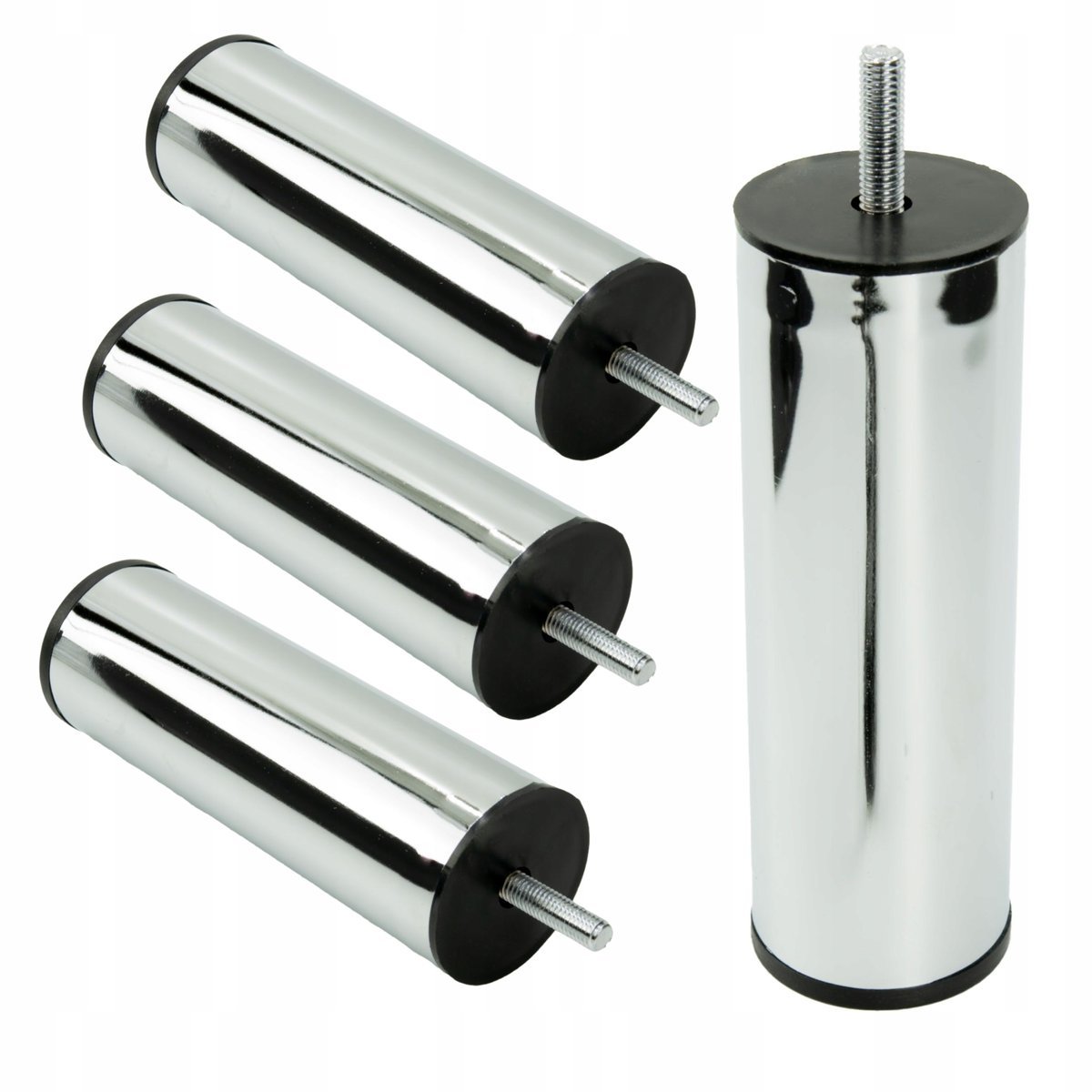 Zestaw 4 sztuk noga meblowa Prosta srebrny chrom wysokość 13 cm