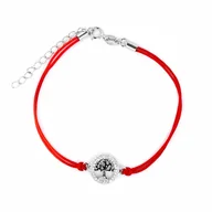 Bransoletki - Srebrna bransoletka 925 Drzewko Szczęścia II Czerwony Sznurek - miniaturka - grafika 1