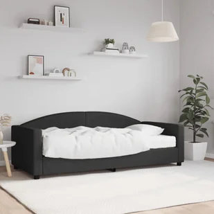 vidaXL Sofa z materacem, czarna, 90x190 cm, tkanina - Sofy i kanapy - miniaturka - grafika 1