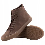 Trampki męskie - Trampki męskie wysokie wygodne buty brązowe eleganckie OM-FOTH-0187 V4 r 44 - miniaturka - grafika 1