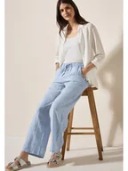 Spodnie damskie - Cecil Lniane spodnie w kolorze błękitno-białym - miniaturka - grafika 1