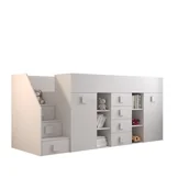 Łóżka dla dzieci i młodzieży - Abiks Łóżko piętrowe Antresola TOLEDO 3 L biały + biały + biały - miniaturka - grafika 1