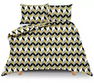 Pościel - Pościel bawełniana 140x200 Geometric Yellow z torbą - miniaturka - grafika 1