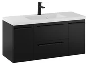 Szafki łazienkowe - Szafka Wisząca Z Umywalką RON 100 cm D - Czarny Mat - Uchwyty Czarne Matowe - miniaturka - grafika 1