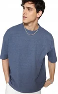Koszulki męskie - TRENDYOL NIEBIESKI MĘSKI T-SHIRT Z OKRĄGŁYM DEKOLTEM MELANŻ 2XL 5_A - miniaturka - grafika 1