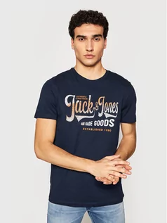 Koszulki męskie - Jones Jack T-Shirt Hags 12184261 Granatowy Regular Fit - grafika 1