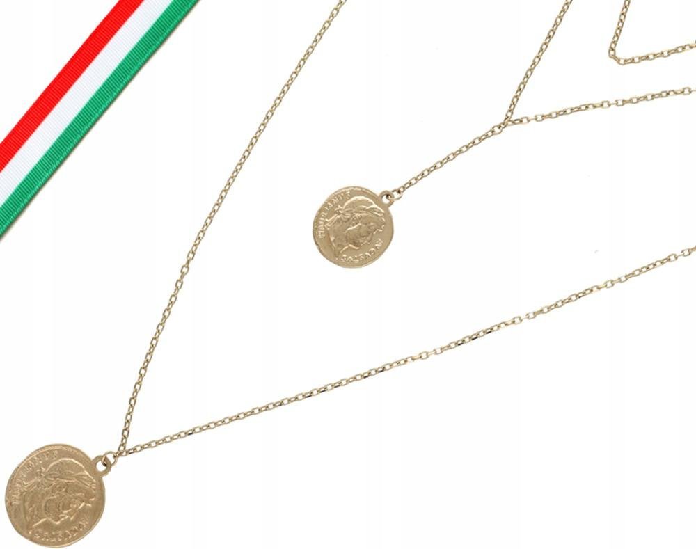 Złoty naszyjnik 585 monety augustus hadrianus 10,9 celebrytka modny wzór