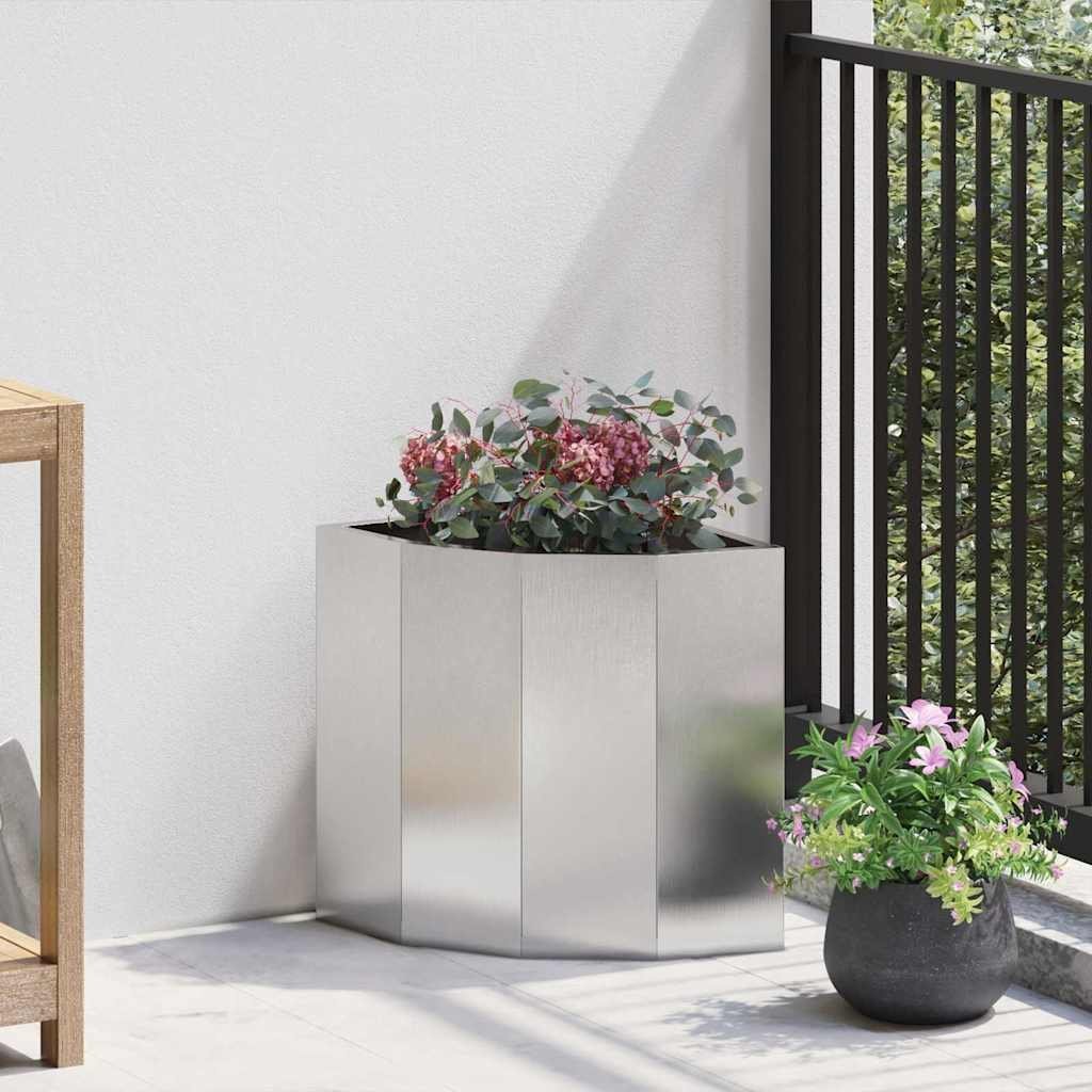 vidaXL Doniczka Różnorożna Srebrny 30 x 30 x 35 cm stal nierdzewna