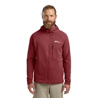 Kurtki męskie - Męska kurtka polarowa Jack Wolfskin KOLBENBERG HOODED FZ M Deep Ruby - S - miniaturka - grafika 1