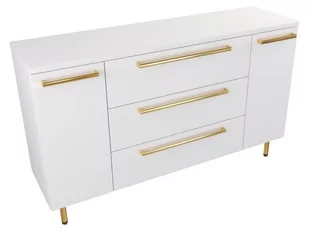 Szafka Stojąca Z Blatem ATH 140 cm DK - Biały Mat - Uchwyty Złote Polerowane - Szafki łazienkowe - miniaturka - grafika 1