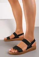 Sandały damskie - Czarne Wsuwane Sandały z Ekoskóry Nadila - miniaturka - grafika 1