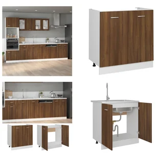 vidaXL Podstawa pod zlewozmywak brązowy dąb 80x46x81,5cm materiał drewnopochodny - Podstawa pod zlewozmywak - Podstawa pod zlewozmywak - Zlewozmywak - Zlewozmywak kuchenny - Szafki kuchenne - miniaturka - grafika 1