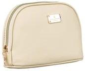 Kosmetyczki, organizery i kuferki - PETERSON Elegancka beżowa kosmetyczka damska na suwak klasyczny prezent duża pojemna organizer podróżny saszetka - miniaturka - grafika 1