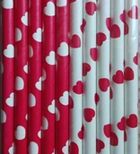 Słomki do napojów - Słomki Rurki Papierowe Biało Czerwone Serca 10Szt - miniaturka - grafika 1