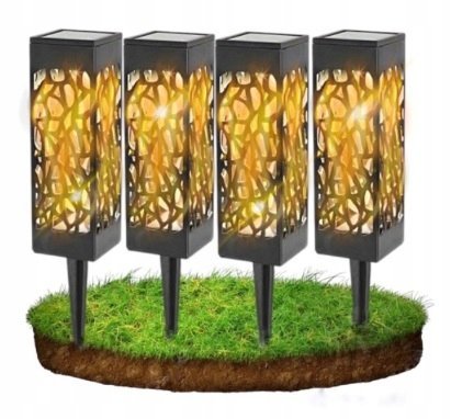 LAMPA KAGANEK SOLARNA WBIJANA KOLOR CIEPŁY DO OGRODU 4 SZT LATARNIA