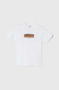 Koszulki dla chłopców - Vans t-shirt bawełniany dziecięcy DIGI FLAMES SS kolor biały z nadrukiem - grafika 1