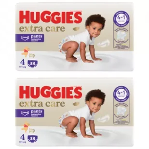 Huggies Pieluchomajtki Mega Pants 4 (9-14 kg) Extra Care Zestaw 2 x 38 szt. - Pieluchy - miniaturka - grafika 1