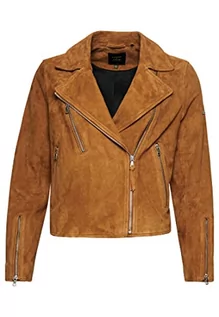 Kurtki damskie - Superdry Studios Suede Biker Jacket Kurtka damska, Tobacco Brown, 42 - grafika 1