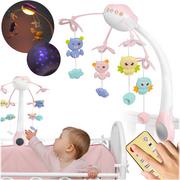Karuzele dla niemowląt - Karuzela do łóżeczka z projektorem na pilota i muzyką różowa Ricokids - miniaturka - grafika 1