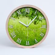 Zegary - Cichy drewno zegar na ścianę zielona łąka fi 30 cm, Tulup - miniaturka - grafika 1