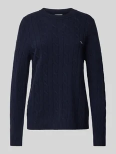 Sweter z dzianiny z wzorem warkocza - Swetry damskie - miniaturka - grafika 1