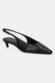 Czółenka - Tommy Hilfiger szpilki skórzane TH BUCKLE SLINGBACK LOW PUMP kolor czarny FW0FW09009 - miniaturka - grafika 1