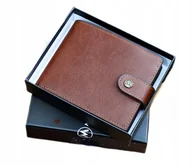 Portfele - Portfel Męski Skórzany Zapinany Brązowy Elegancki na Prezent P51 - miniaturka - grafika 1