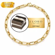 Bransoletki - BRANSOLETKA ZŁOTA 585 14K DŁUGIE OGNIWA KÓŁKA 20 CM ELEGANCKA PREZENT - miniaturka - grafika 1